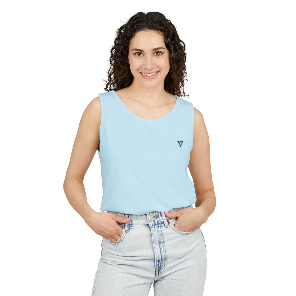 Minimal Geometric Triangle Logo Tank Top | Chest Emblem