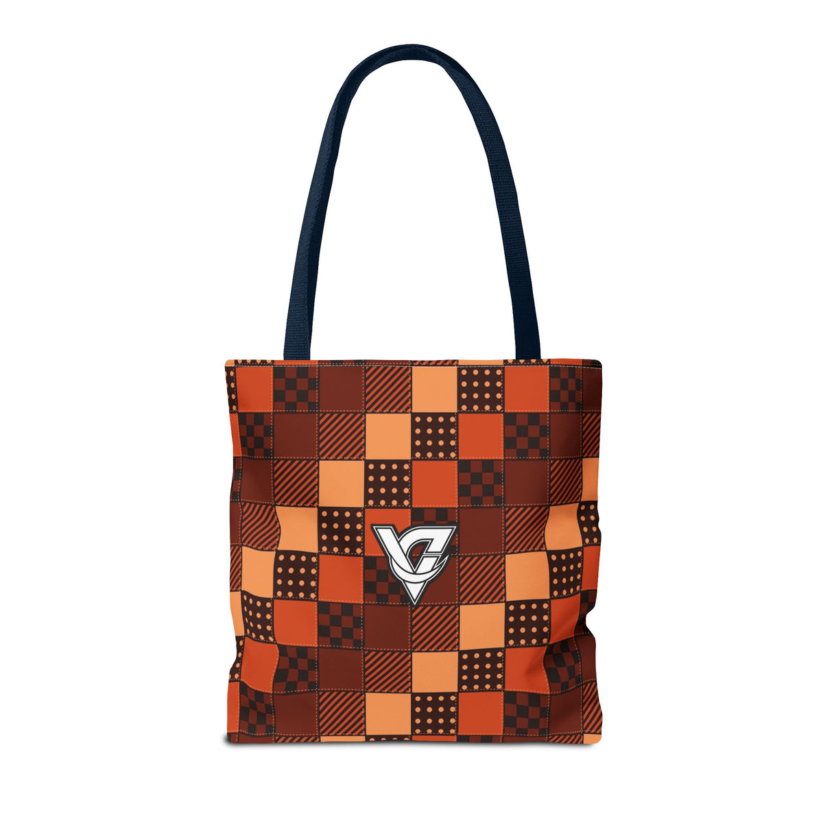 Rust Patchwork Tote Bag — All-Over Print Gym & Everyday Tote