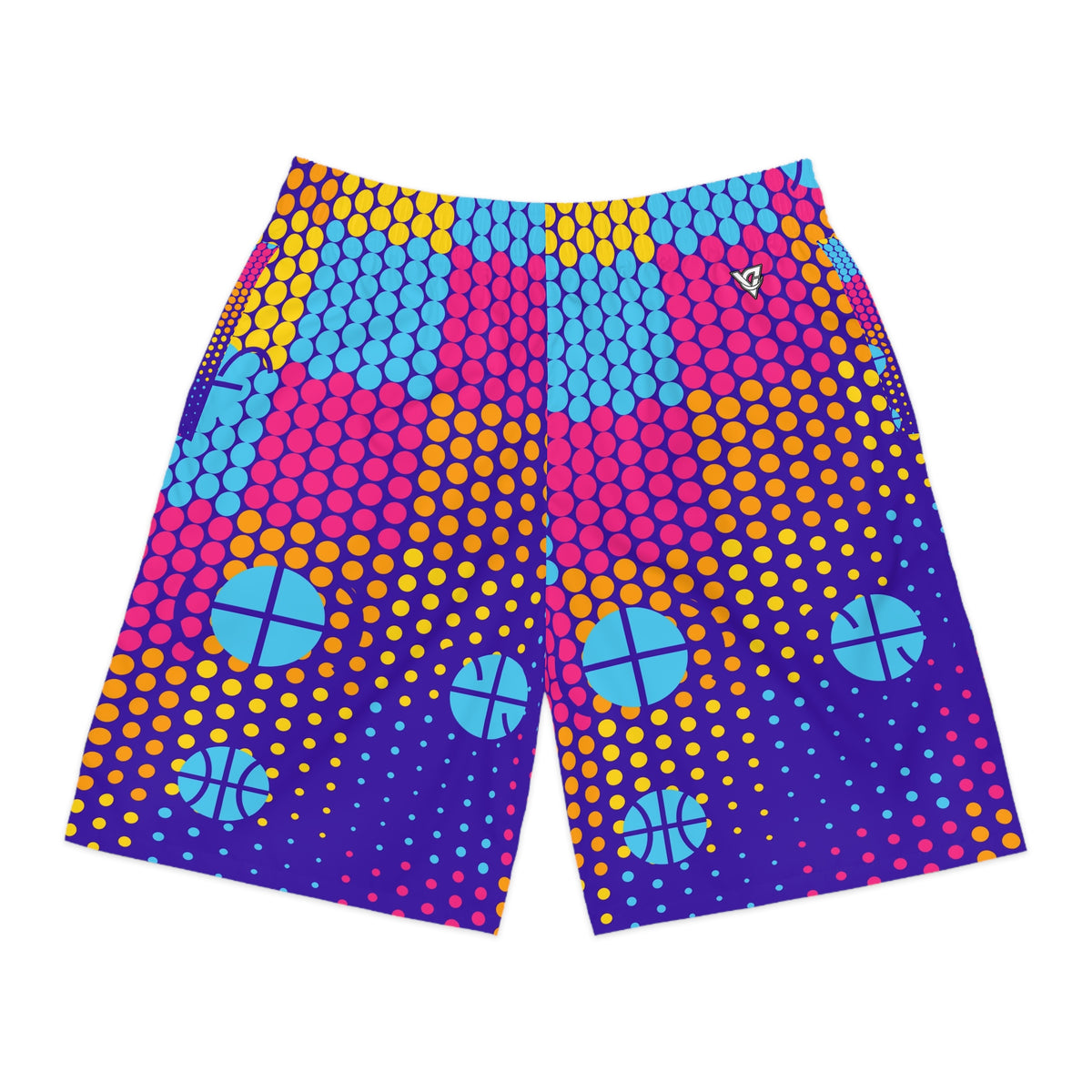 Basketball Sunrise Punch Halftone Pulse Men's Athletic Shorts with Pockets