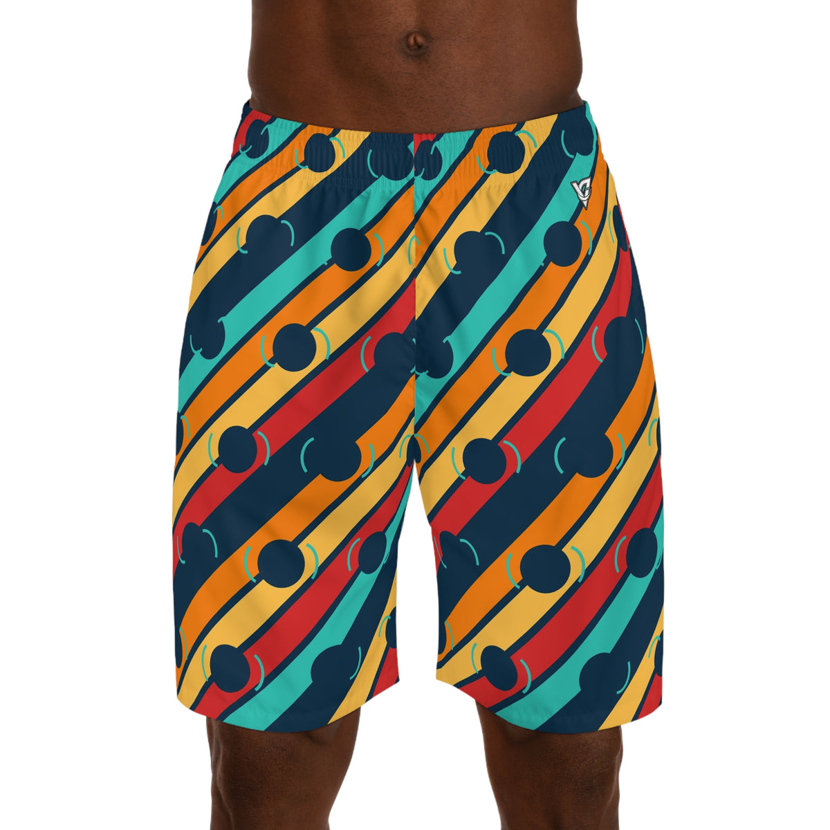 Tennis Tropic Heat Stripe Surge Men's Athletic Shorts with Pockets
