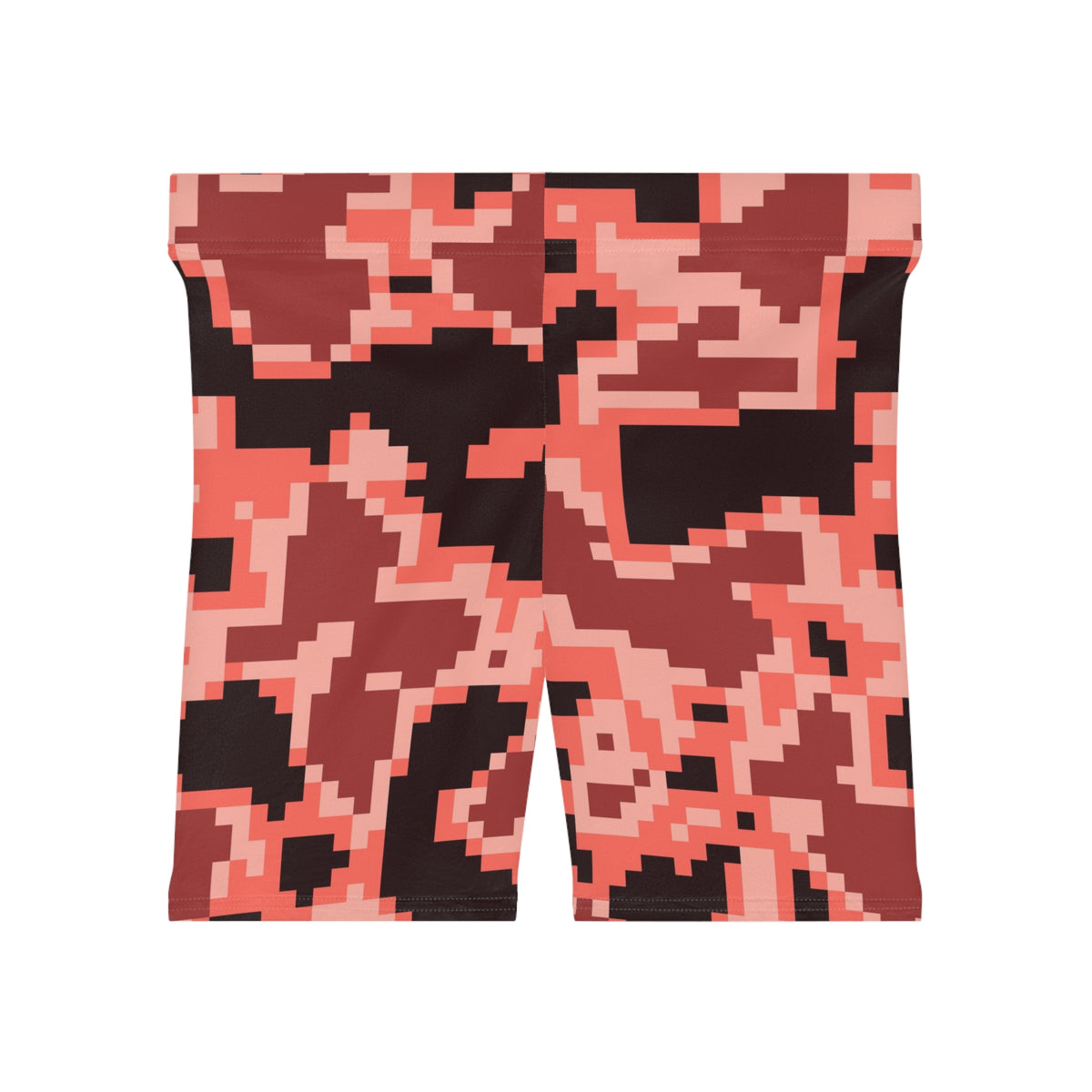 Coral Digital Camo Women's Biker Shorts — High-Waist Workout Shorts