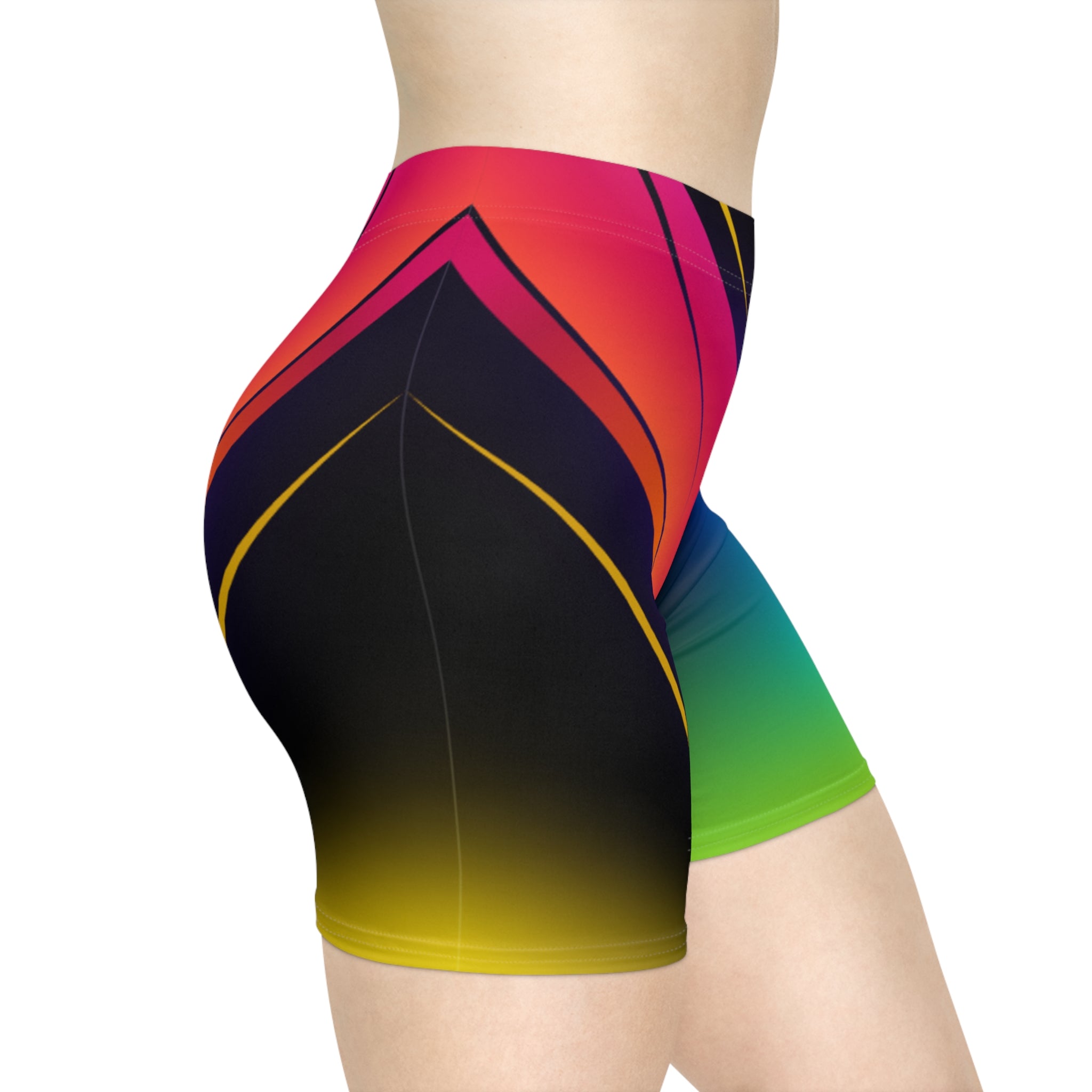 Gradient Lightning Biker Shorts | Women's Bright Ombre Athletic Shorts