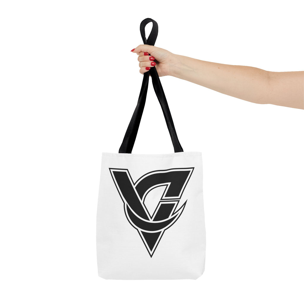 Monogram V Triangle Tote Bag – Bold Black Logo All-Over Print