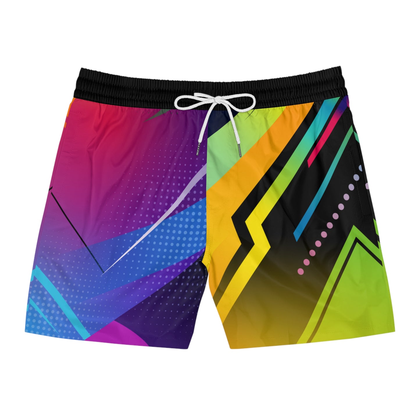 Men's Neon Geo Jogger Shorts Vibrant Abstract All-Over Print - No Pockets