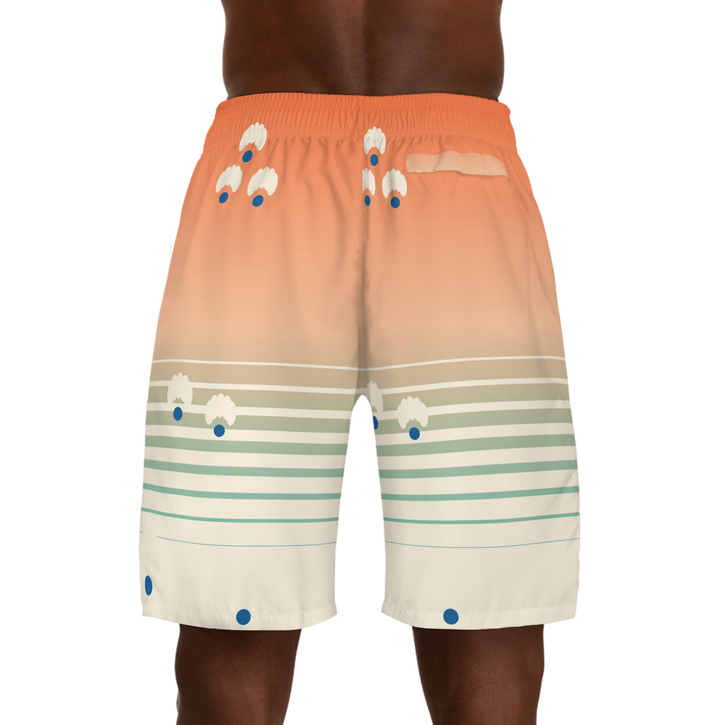 Yoga Papaya Splash Horizon Fade Men's Athletic Shorts with Pockets