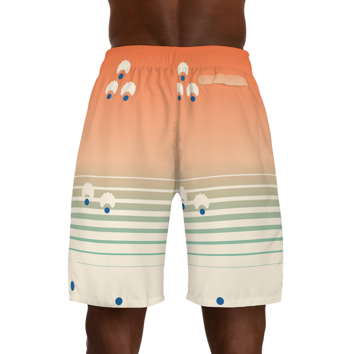Yoga Papaya Splash Horizon Fade Men's Athletic Shorts with Pockets