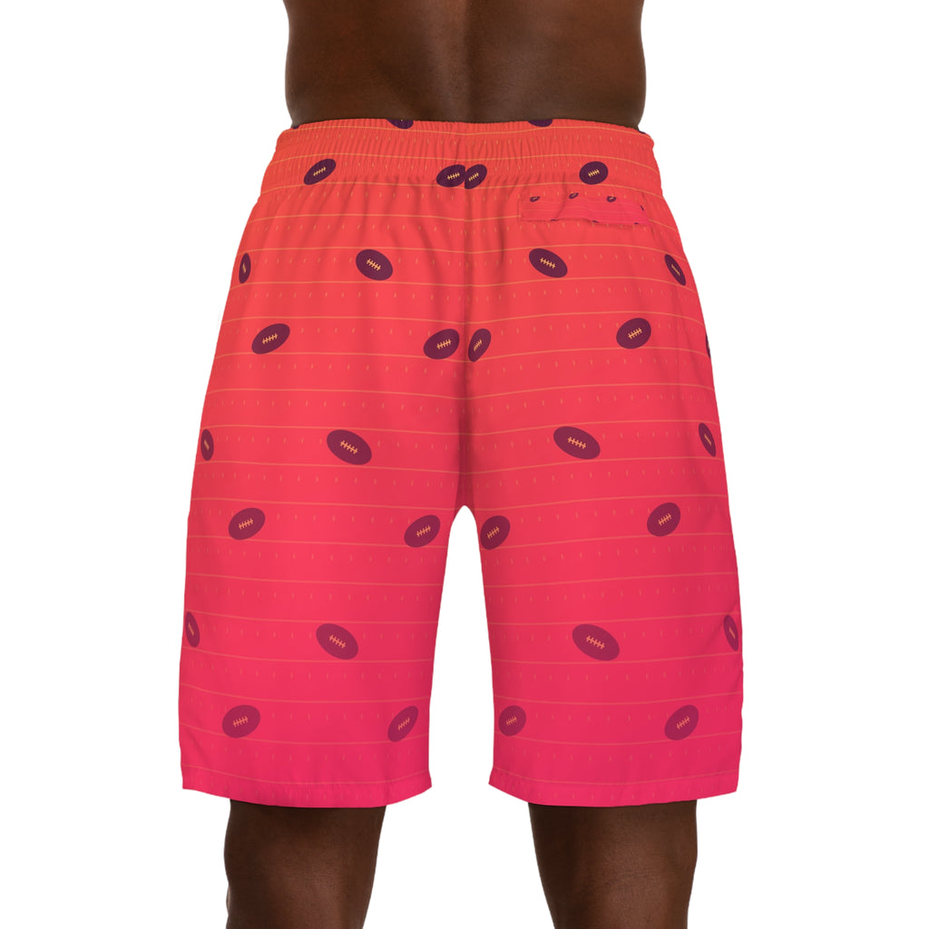 Football Sunset Fade Gridiron Men's Athletic Shorts with Pockets