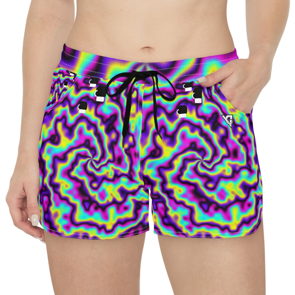 Combat Sports Midnight Neon Tie-Dye Spin Women's Athletic Shorts with Pockets