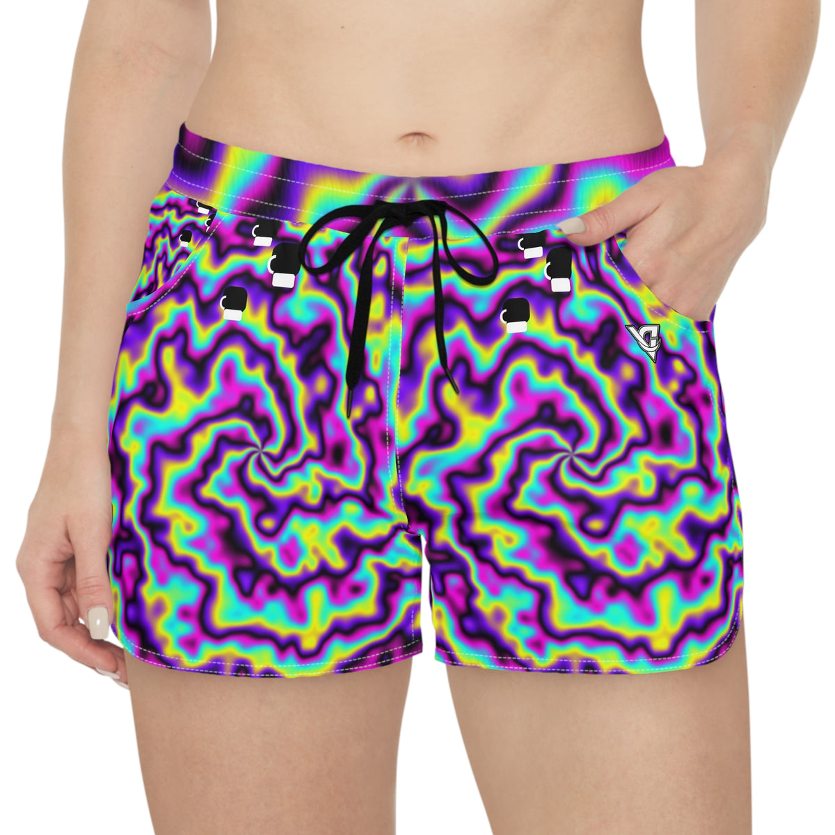 Combat Sports Midnight Neon Tie-Dye Spin Women's Athletic Shorts with Pockets