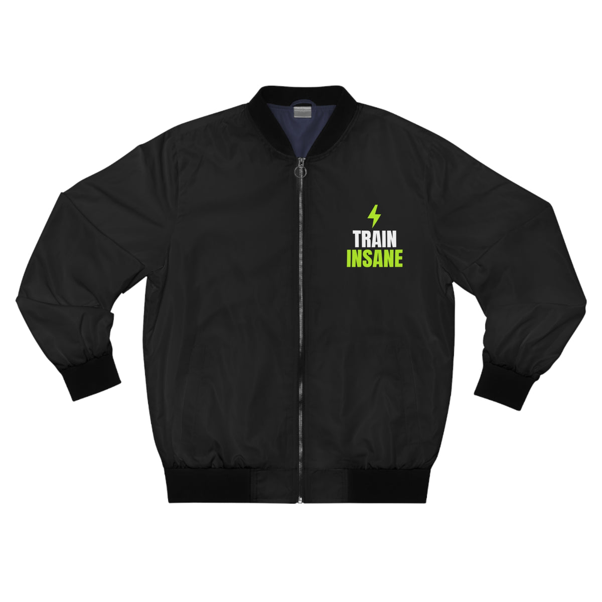 Men's Train Insane Bomber Jacket – Black Motivational Gym Jacket