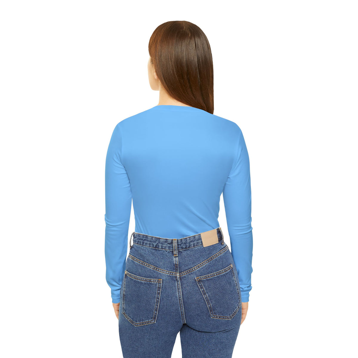 Sky Blue Essential Women's Long Sleeve V-Neck Athletic Top