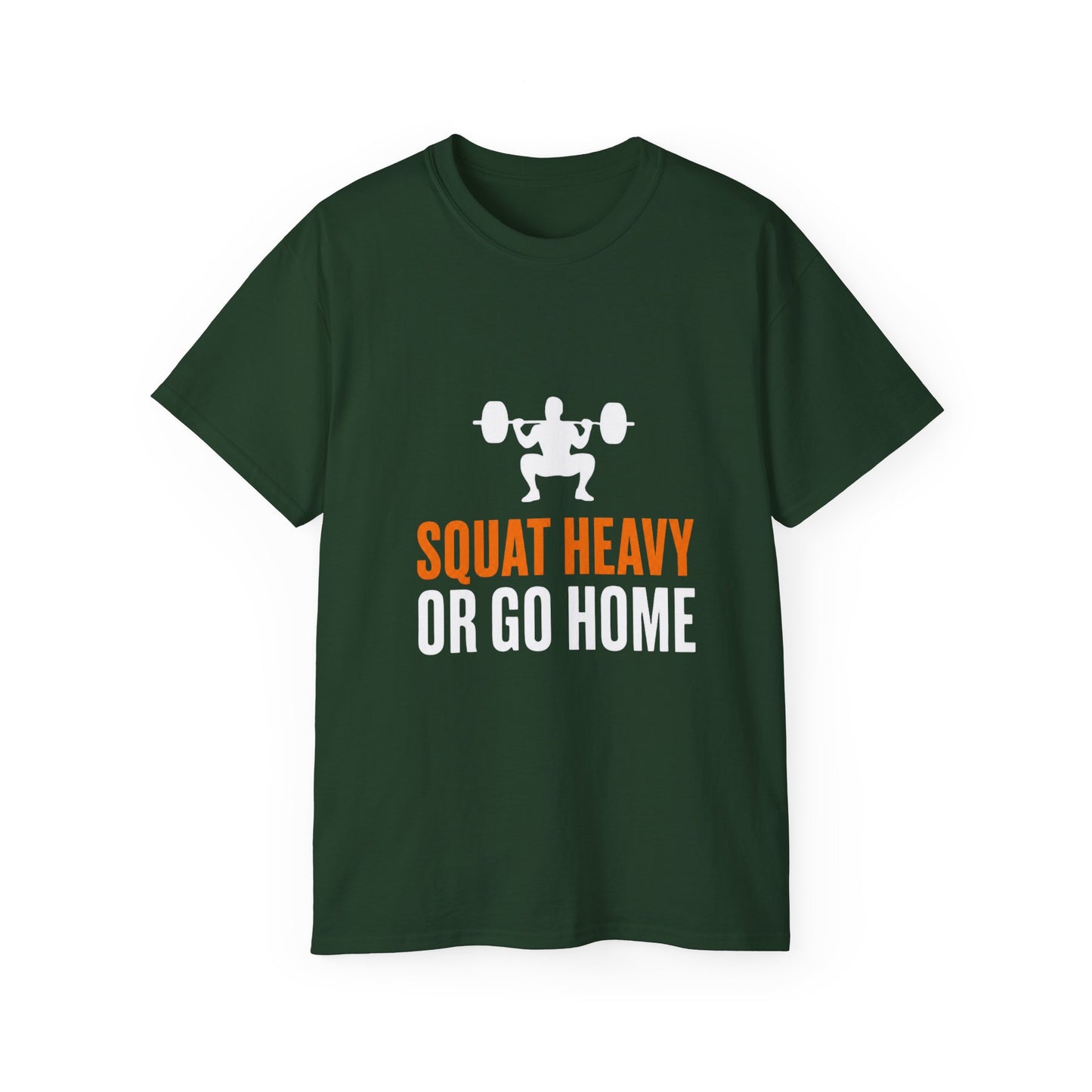 Squat Heavy Tee — Bold Orange Gym Shirt for Weightlifters & CrossFit