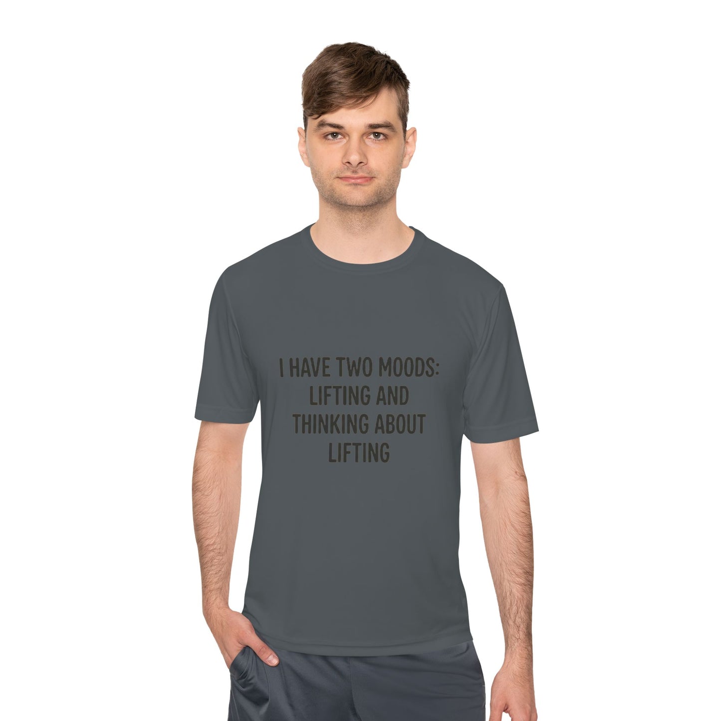 Lifting & Thinking About Lifting Tee — Workout Humor Moisture‑Wicking Shirt