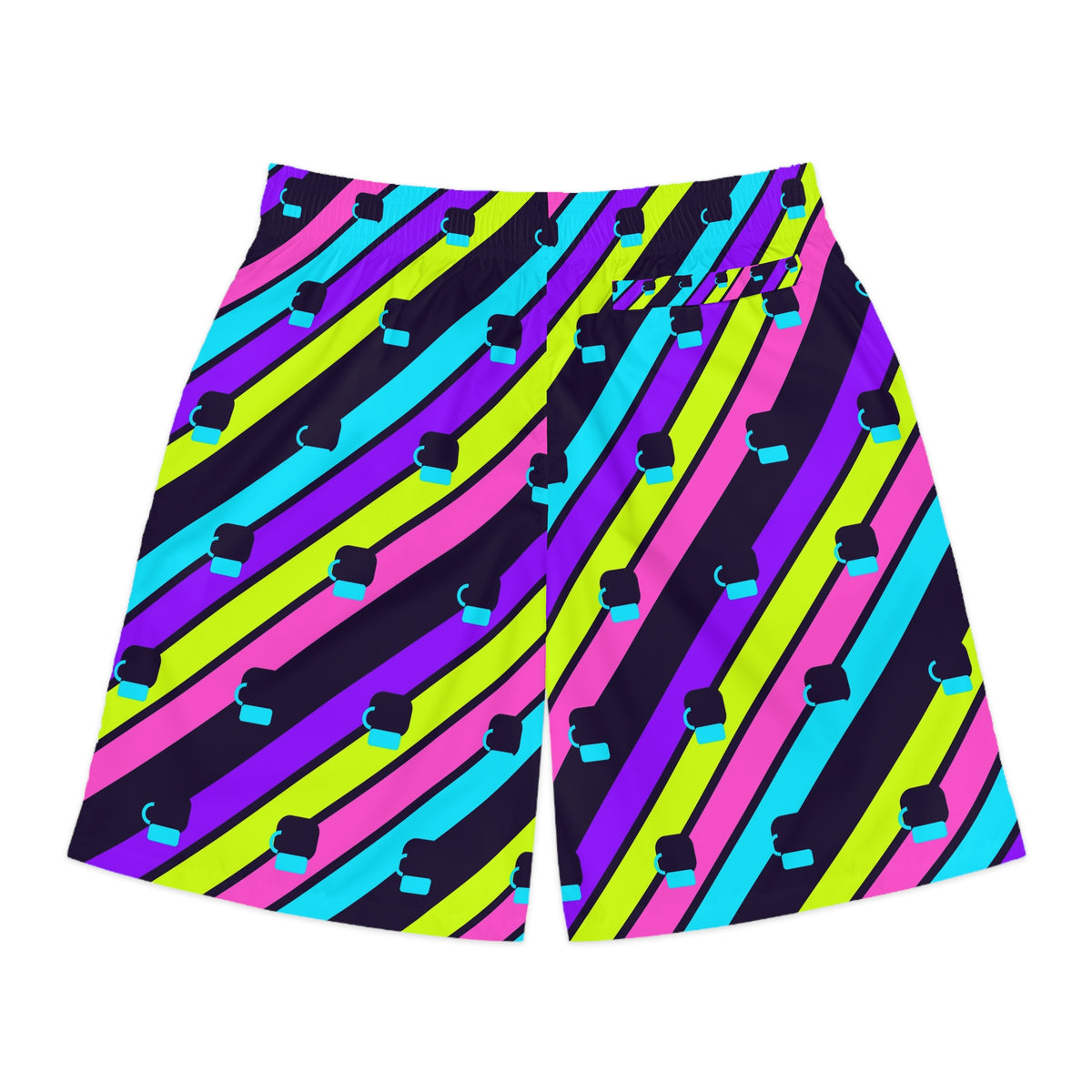 Combat Sports Violet Volt Stripe Surge Men's Athletic Shorts with Pockets