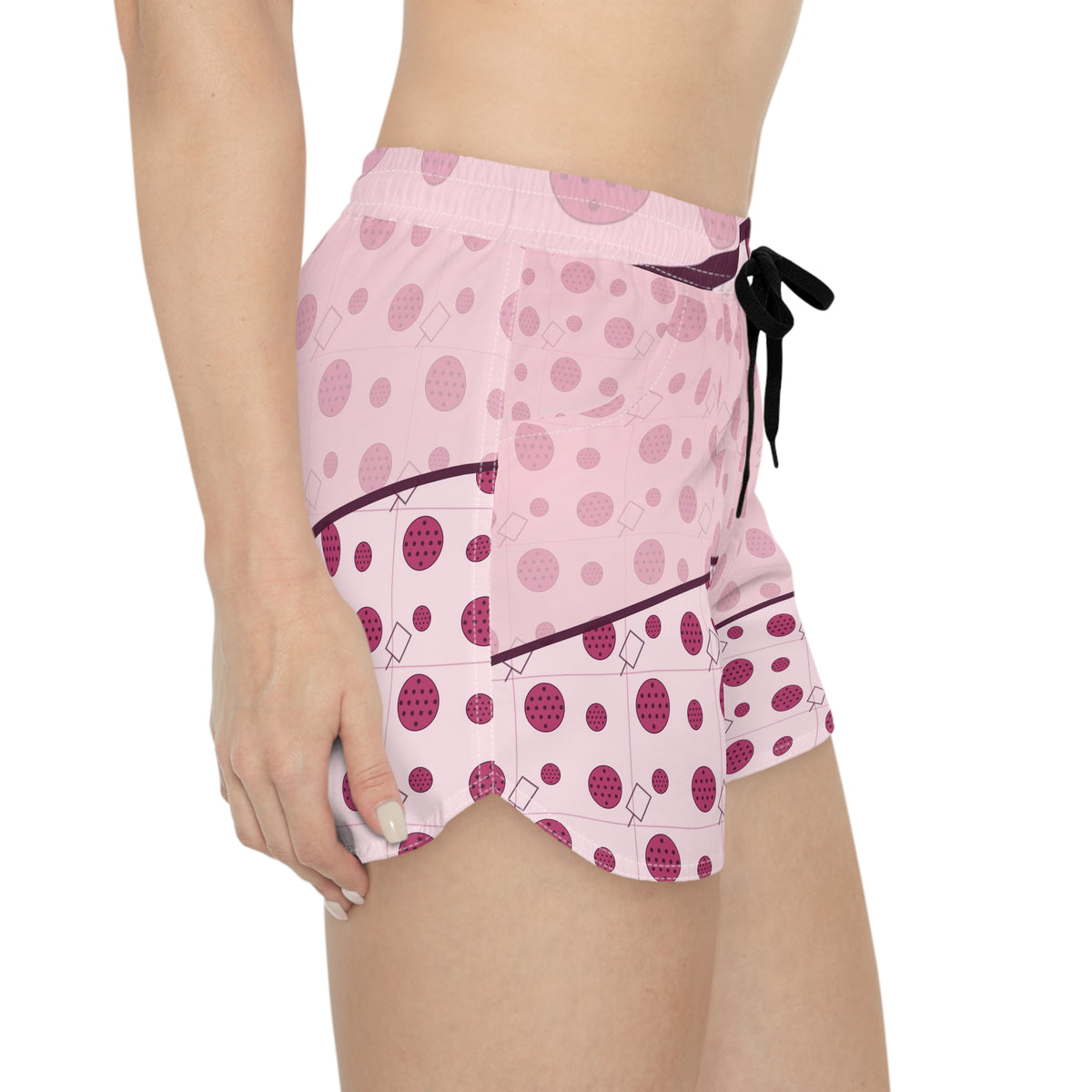 Pickleball Blush Rose Dink Dot Women's Athletic Shorts with Pockets