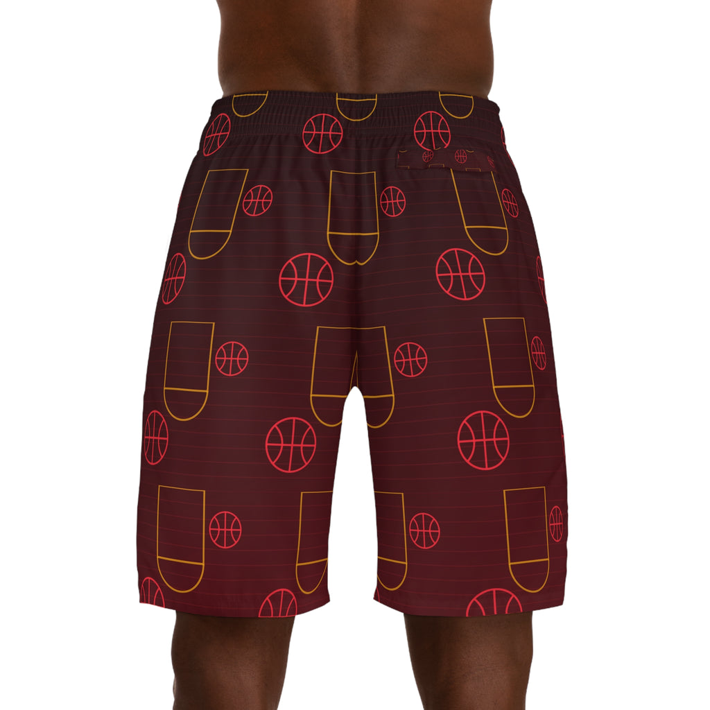 Basketball Crimson Blaze Court Seam Men's Athletic Shorts with Pockets