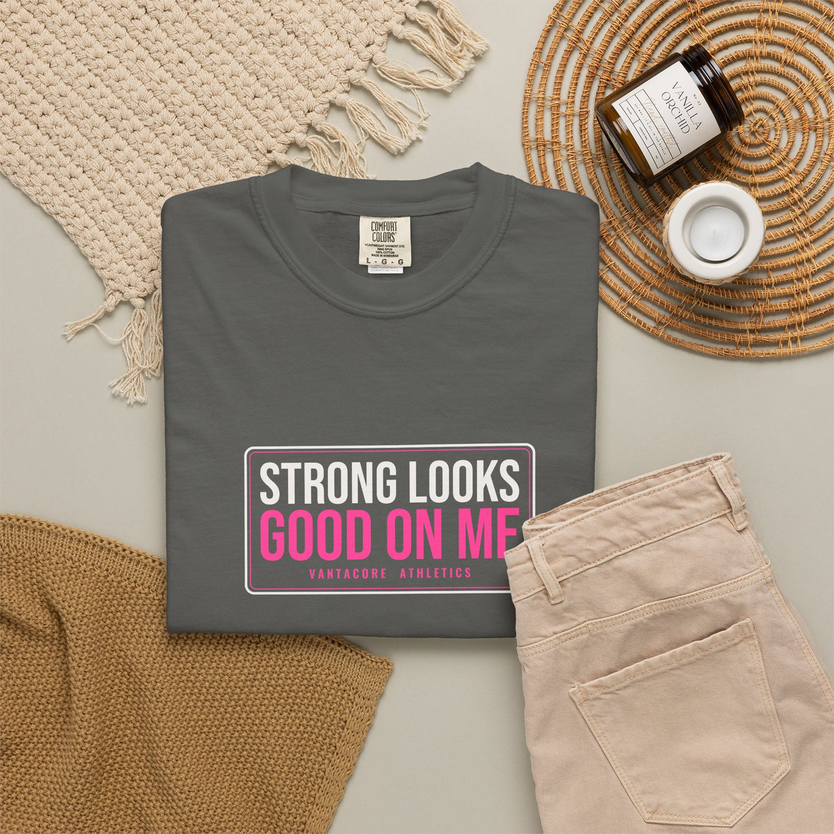 Strong Looks Good On Me | Women's Garment-Dyed Graphic Tee