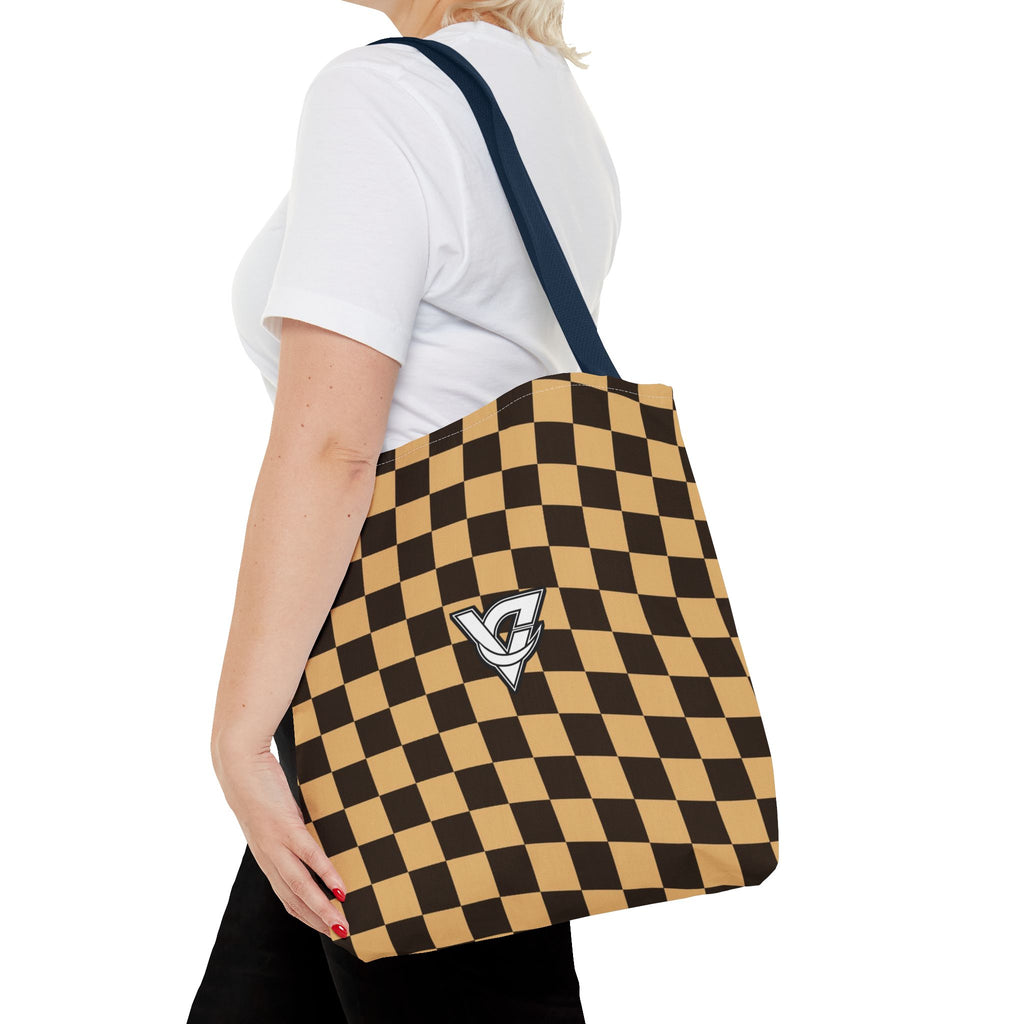 Desert Warp Check Tote Bag — All-Over Print Gym & Everyday Tote