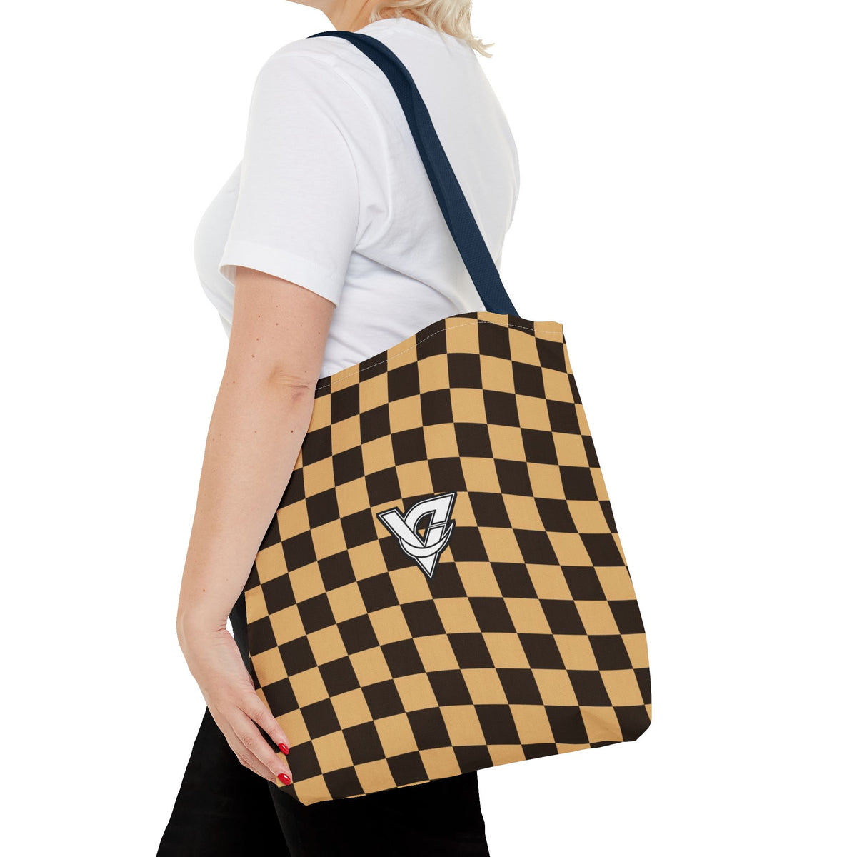 Desert Warp Check Tote Bag — All-Over Print Gym & Everyday Tote