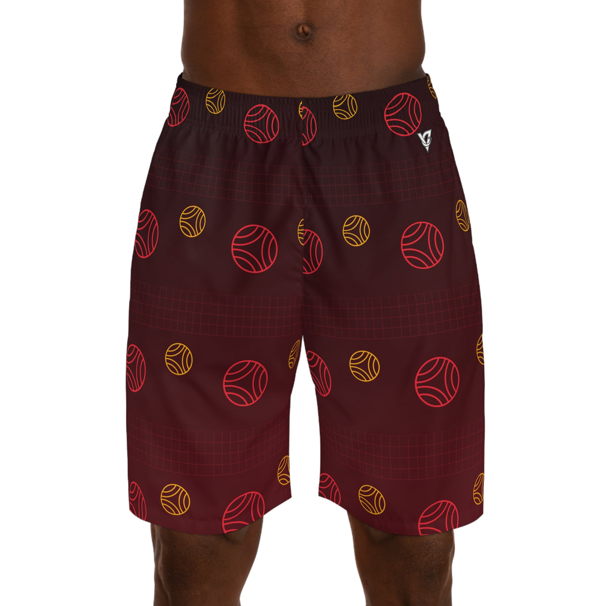 Volleyball Crimson Blaze Spike Panel Men's Athletic Shorts with Pockets