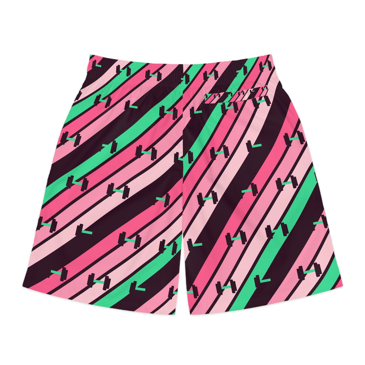 Training & Gym Flamingo Fizz Stripe Surge Men's Athletic Shorts with Pockets