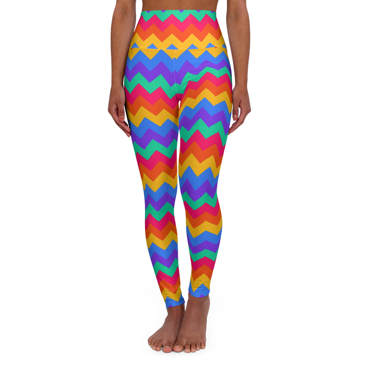 Neon Zigzag High-Waisted Yoga Leggings