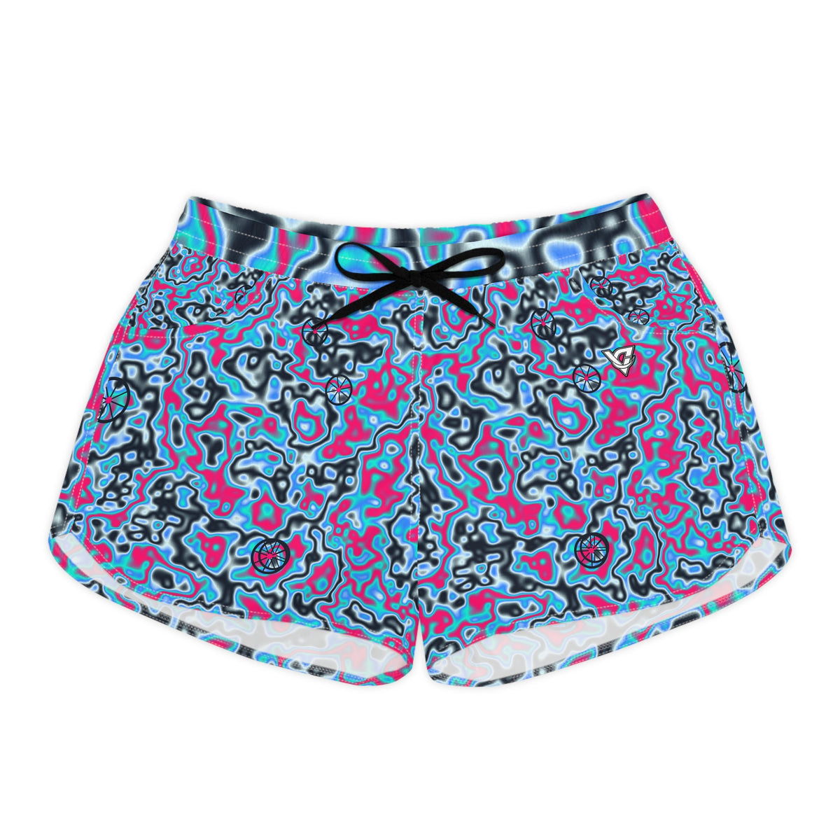 Cycling Arctic Neon Marble Flow Women's Athletic Shorts with Pockets