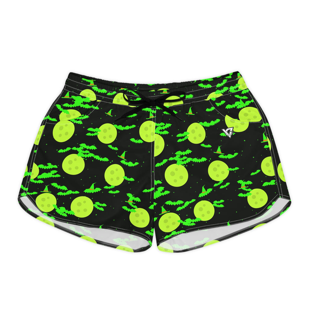 Women's Multipurpose Athletic Shorts with Pockets | Halloween Toxic Slime Haunted Moon