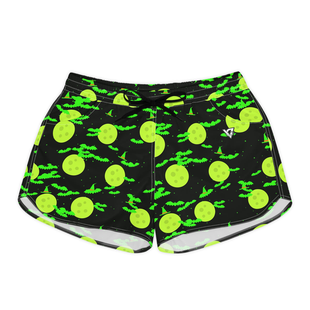 Women's Multipurpose Athletic Shorts with Pockets | Halloween Toxic Slime Haunted Moon