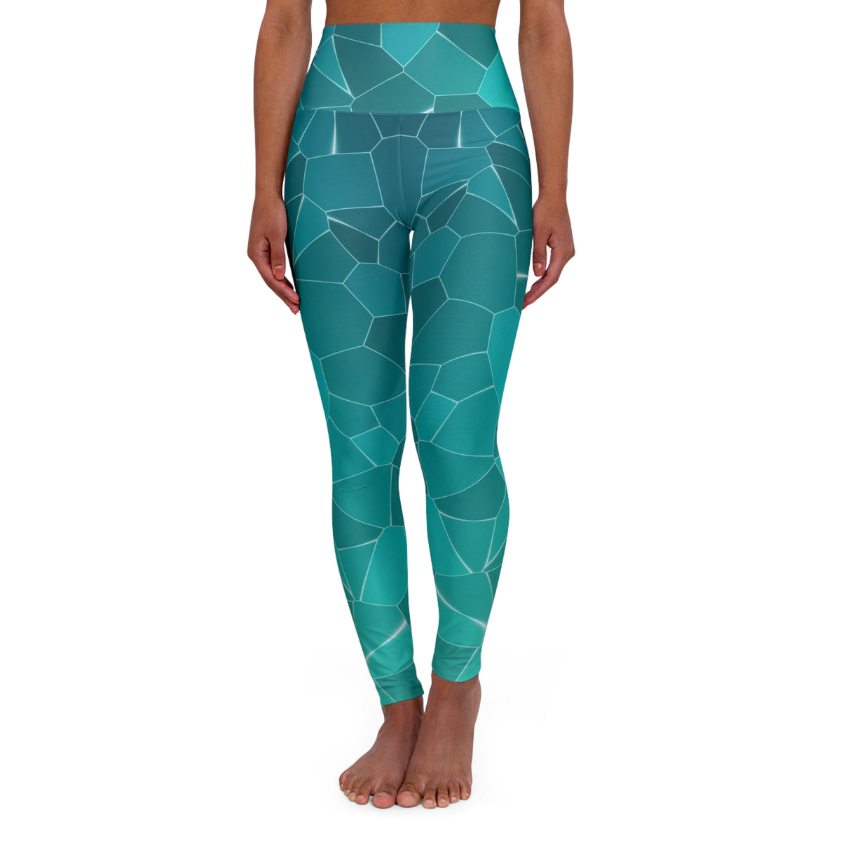Turquoise Shatter High-Waisted Yoga Leggings