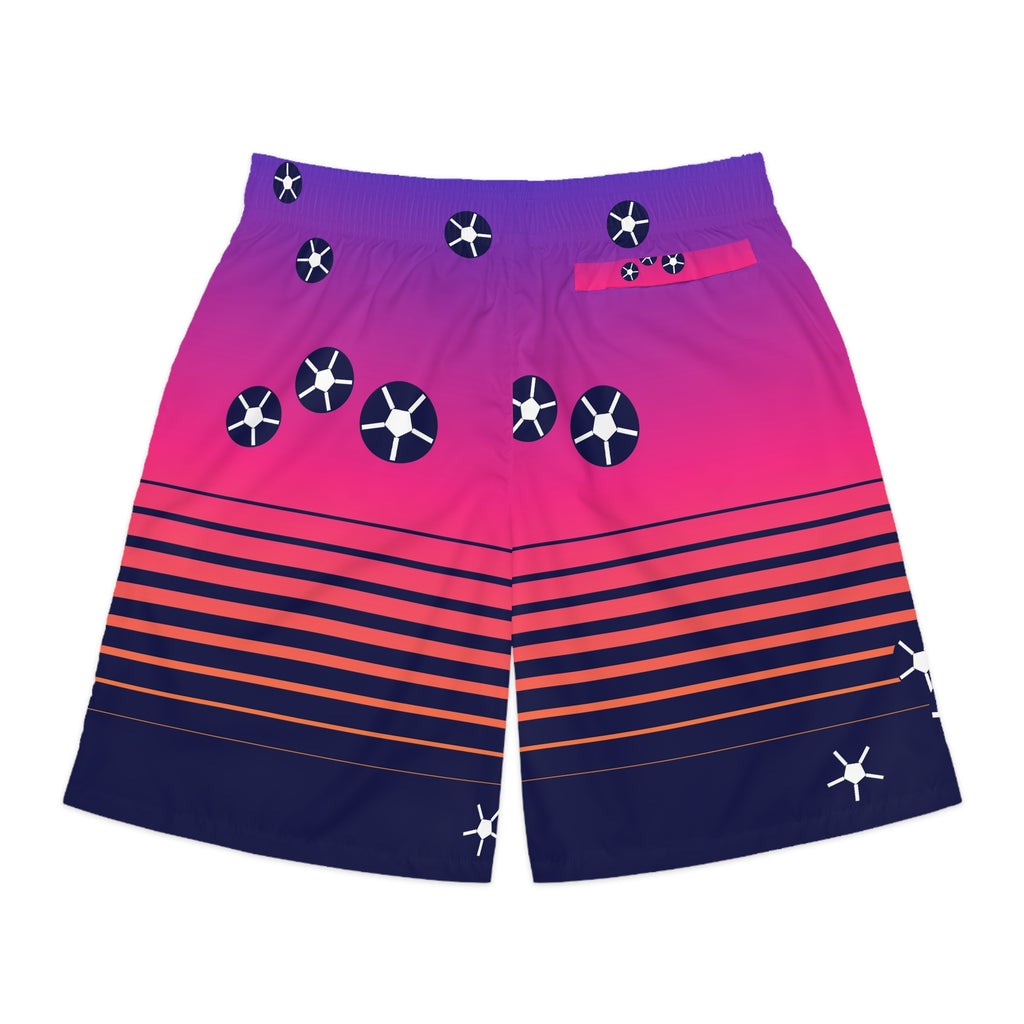 Soccer Royal Flame Horizon Fade Men's Athletic Shorts with Pockets