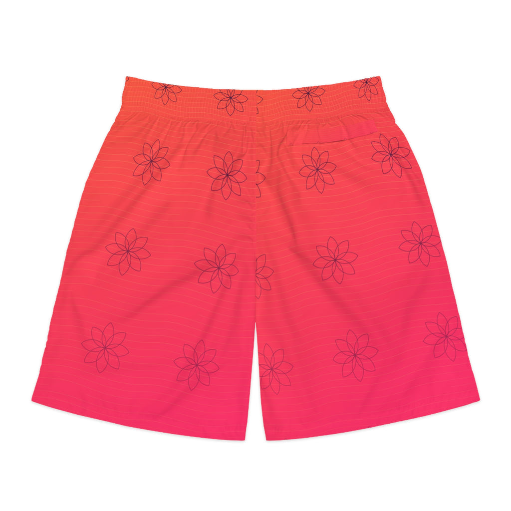 Yoga Sunset Fade Flow Lotus Men's Athletic Shorts with Pockets