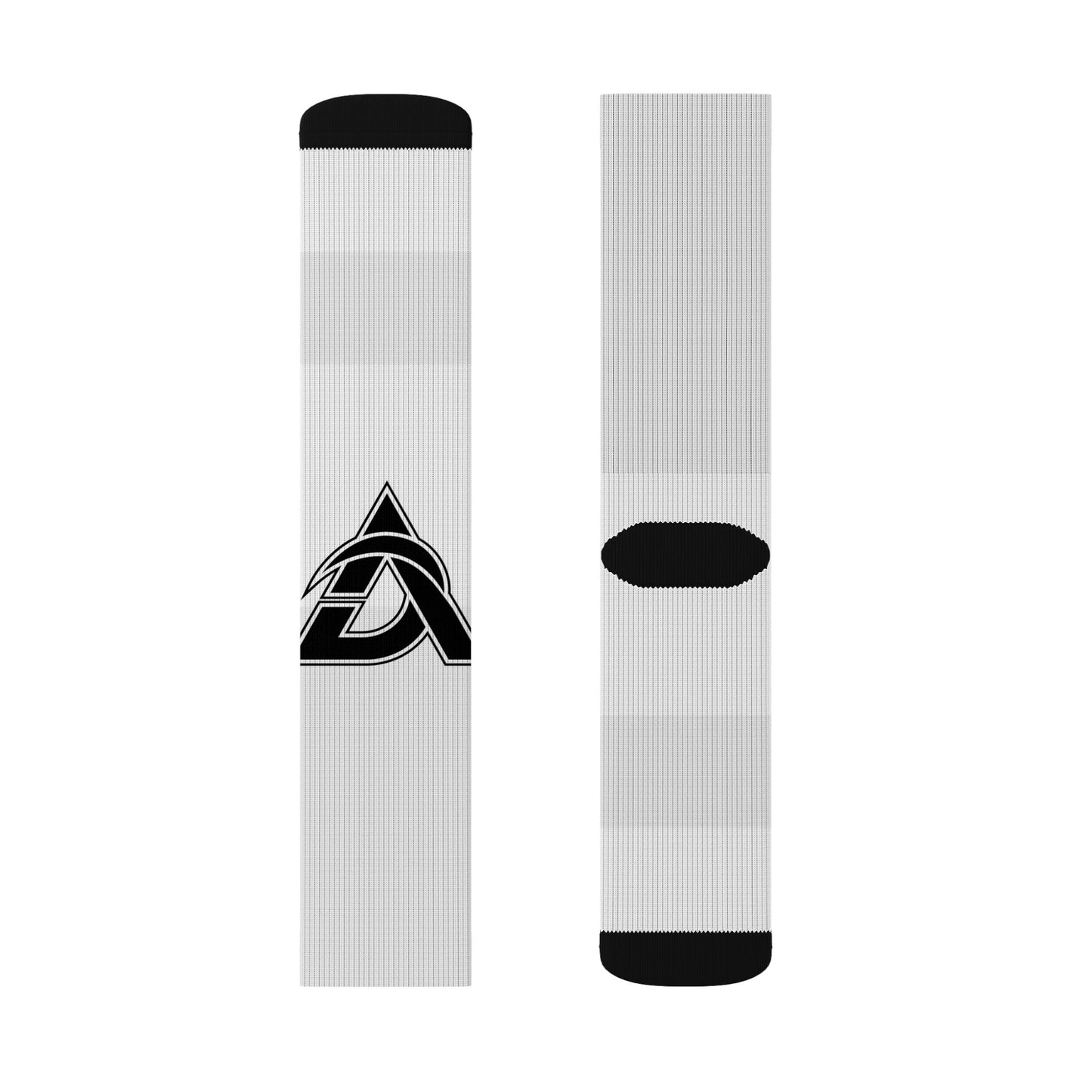 Custom Sublimation Crew Socks with Black Logo – Athletic Graphic Socks