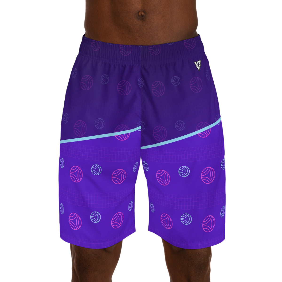 Volleyball Ultra Violet Spike Panel Men's Athletic Shorts with Pockets