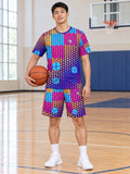 Basketball Sunrise Punch Halftone Pulse Men's Sports Jersey - front view