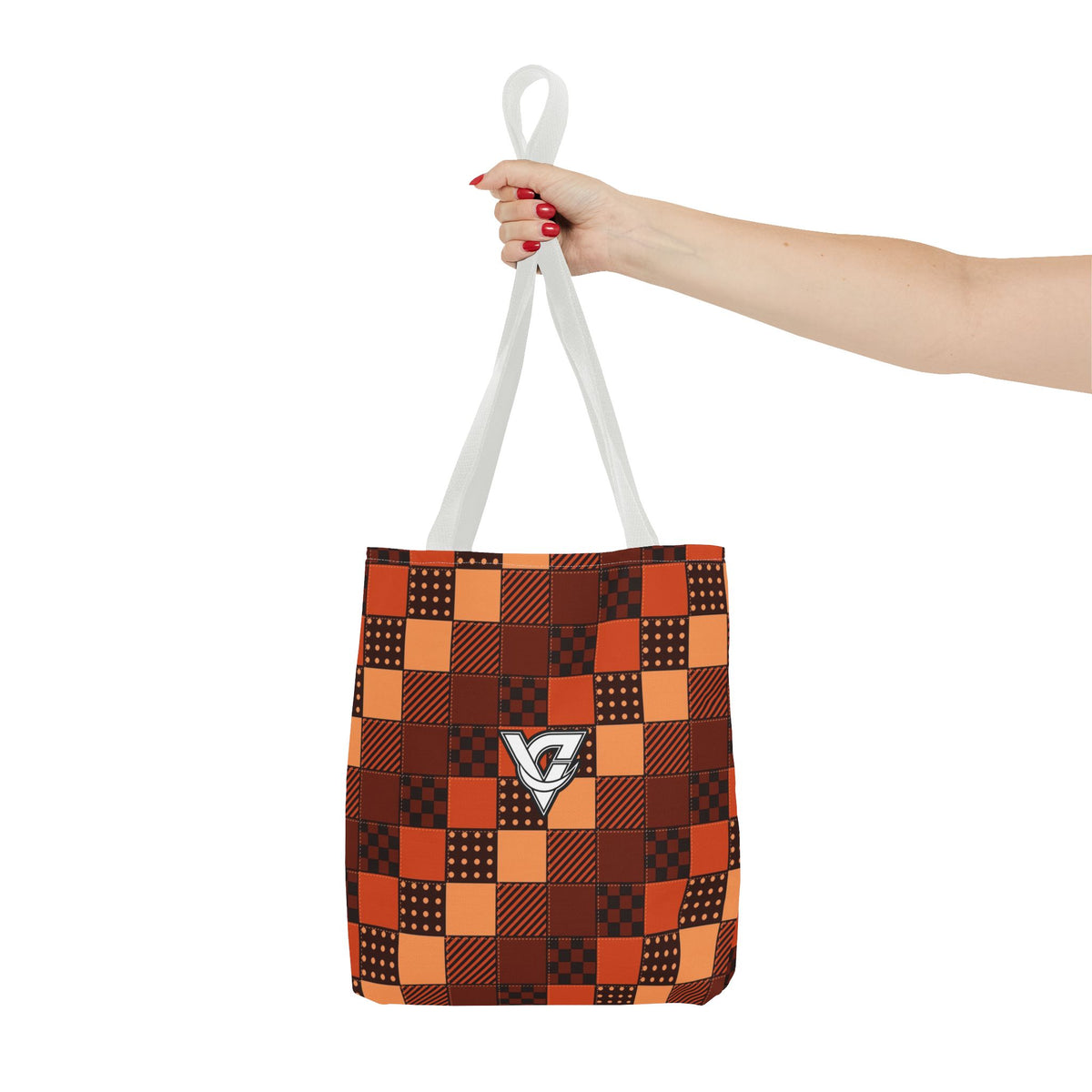 Rust Patchwork Tote Bag — All-Over Print Gym & Everyday Tote