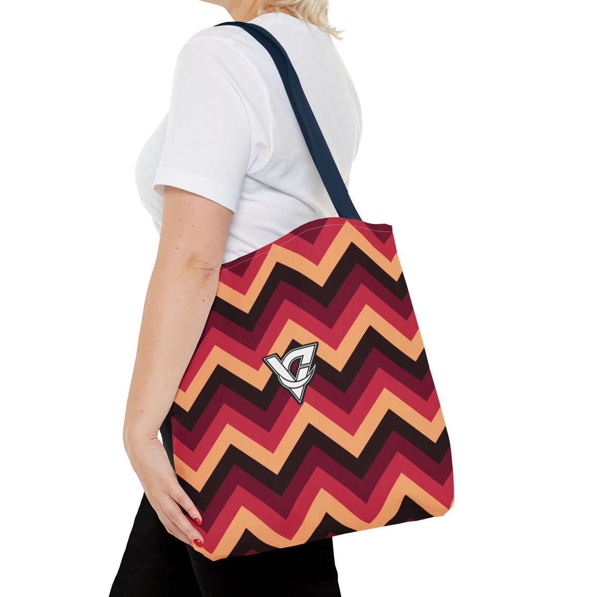 Cranberry Chevron Tote Bag — All-Over Print Gym & Everyday Tote