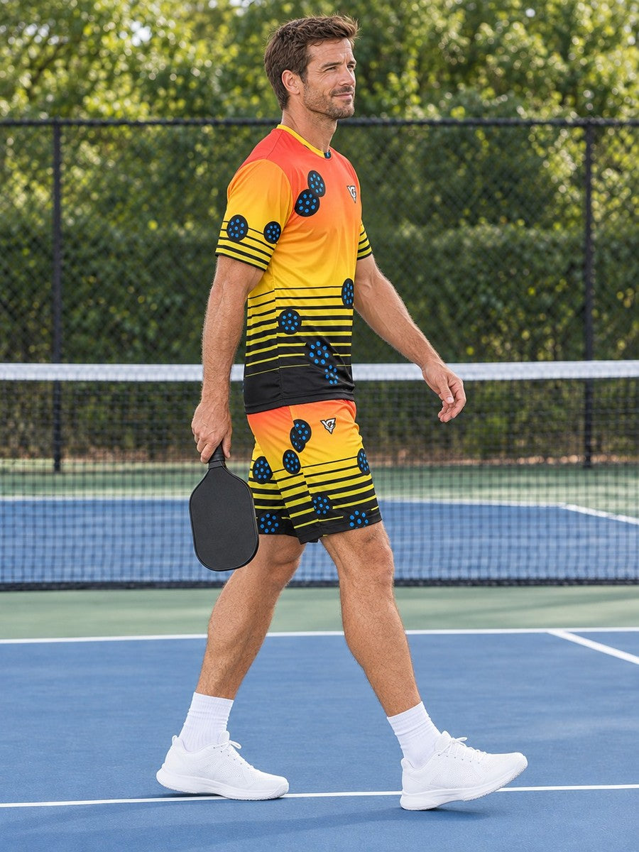 Pickleball Rainbow Rally Horizon Fade Men's Sports Jersey - side view