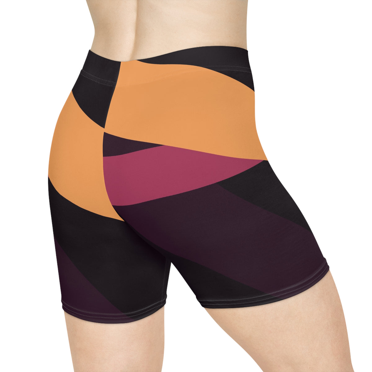 Plum Spice Shard Women's Biker Shorts — High-Waist Workout Shorts
