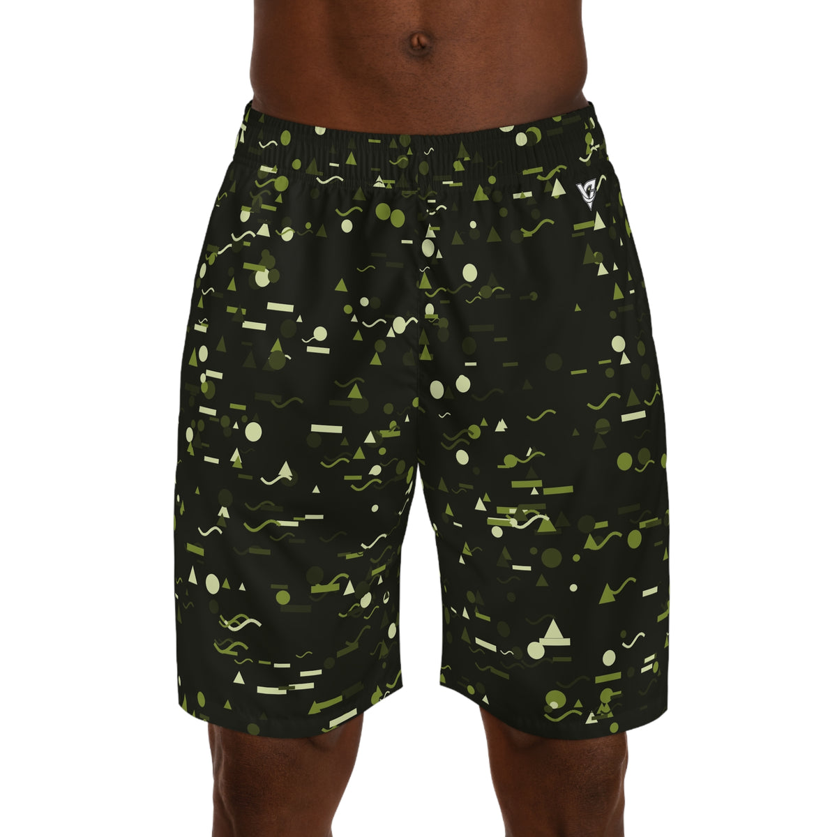 Men's Olive Confetti Performance Jogger Athletic Shorts with Pockets
