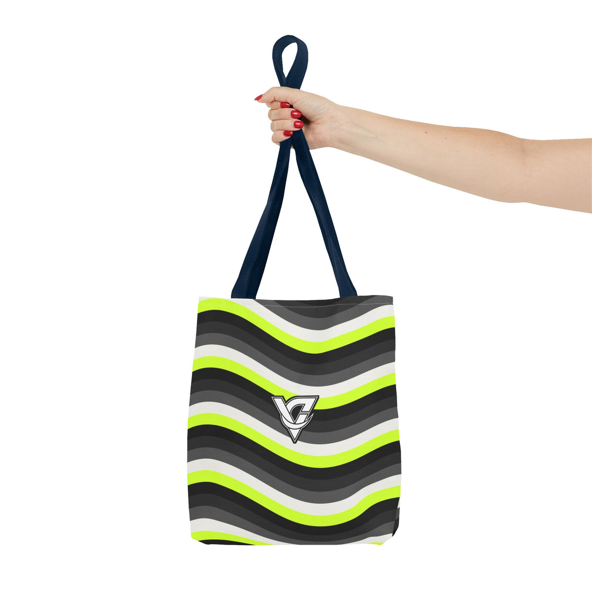 Graphite Wave Tote Bag — All-Over Print Gym & Everyday Tote