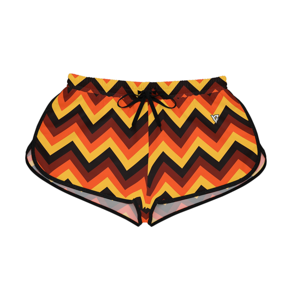 Women's Ember Chevron Relaxed Shorts — All-Over Print Running & Workout Shorts