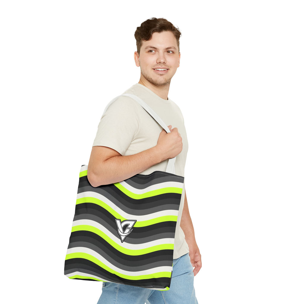 Graphite Wave Tote Bag — All-Over Print Gym & Everyday Tote