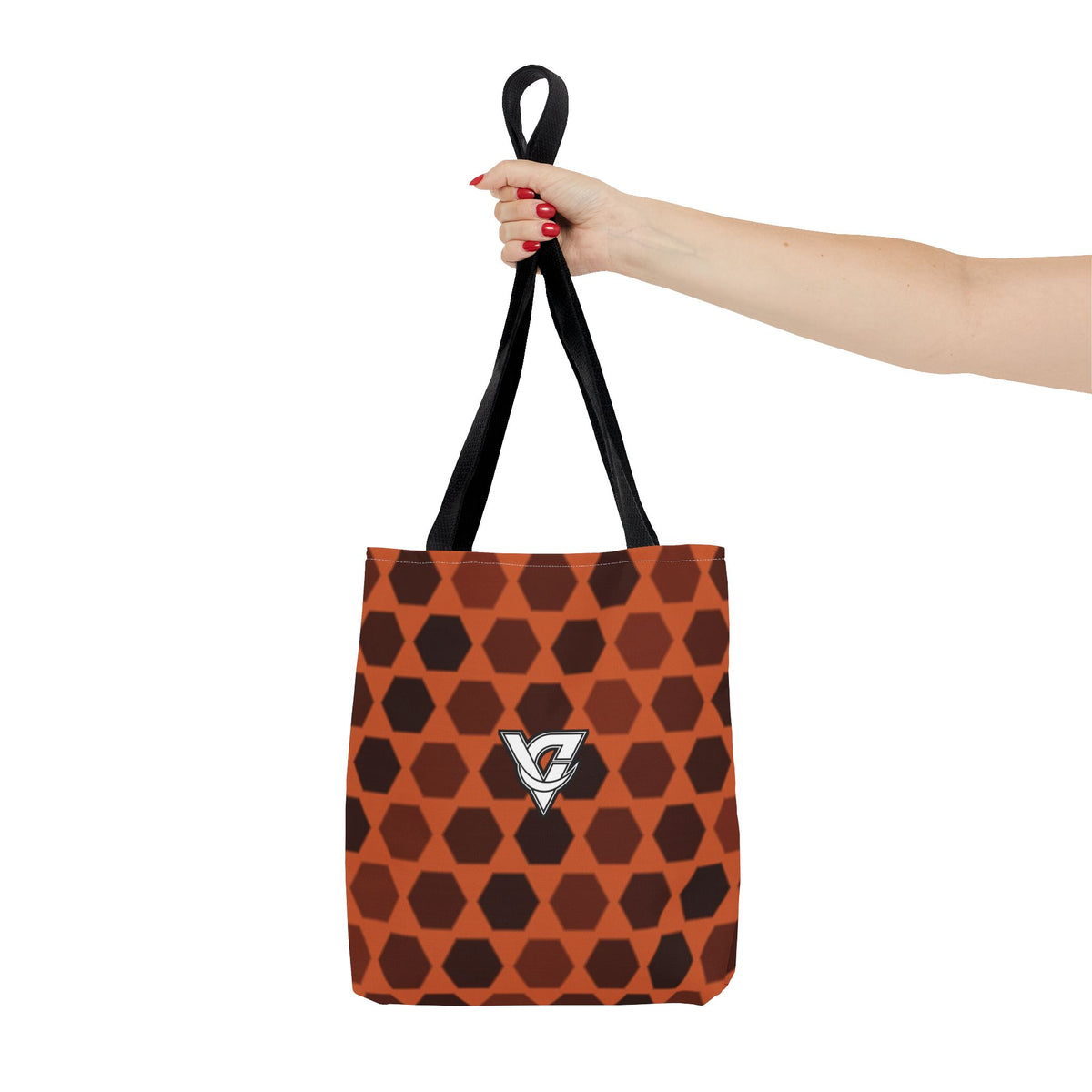 Auburn Hex Grid Tote Bag — All-Over Print Gym & Everyday Tote