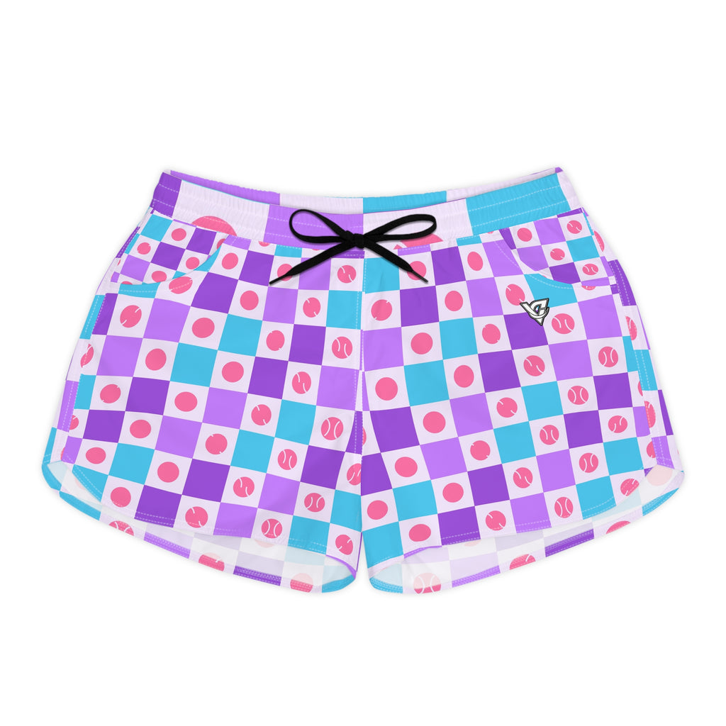 Tennis Lilac Wave Checker Drive Women's Athletic Shorts with Pockets