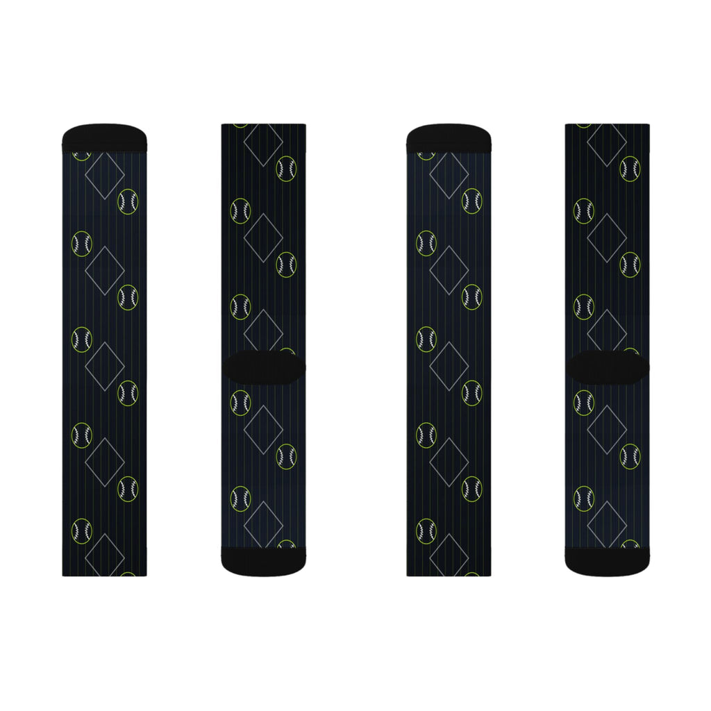 Baseball & Softball Volt Night Diamond Stitch Athletic Crew Socks