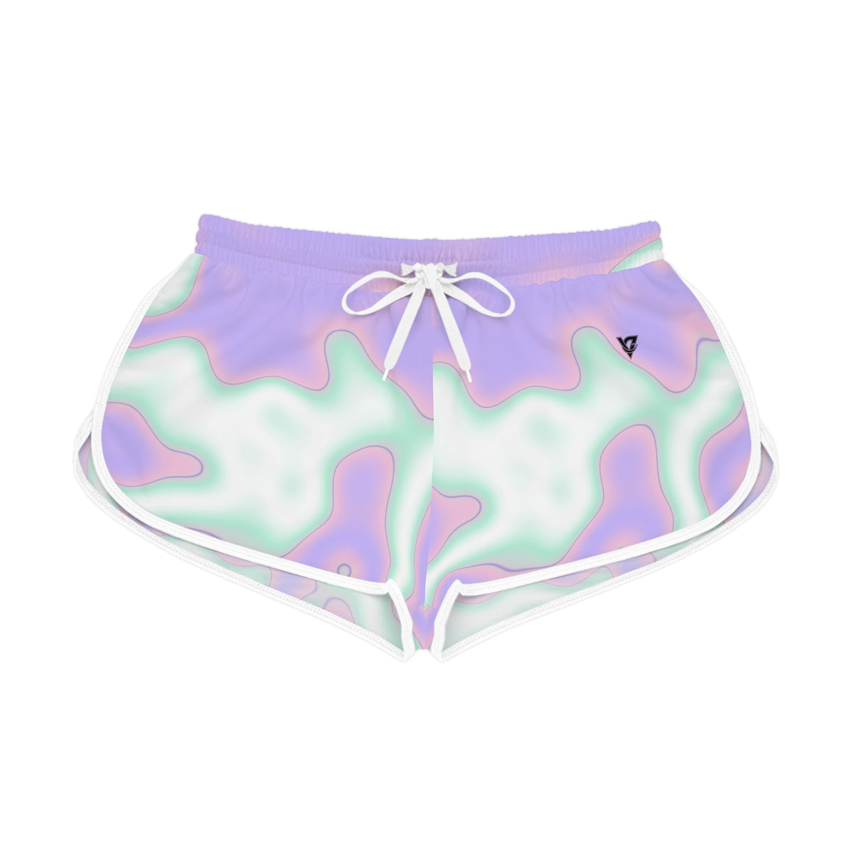 Women's Pastel Marble Relaxed Shorts – Colorful All-Over Print Running & Workout Shorts