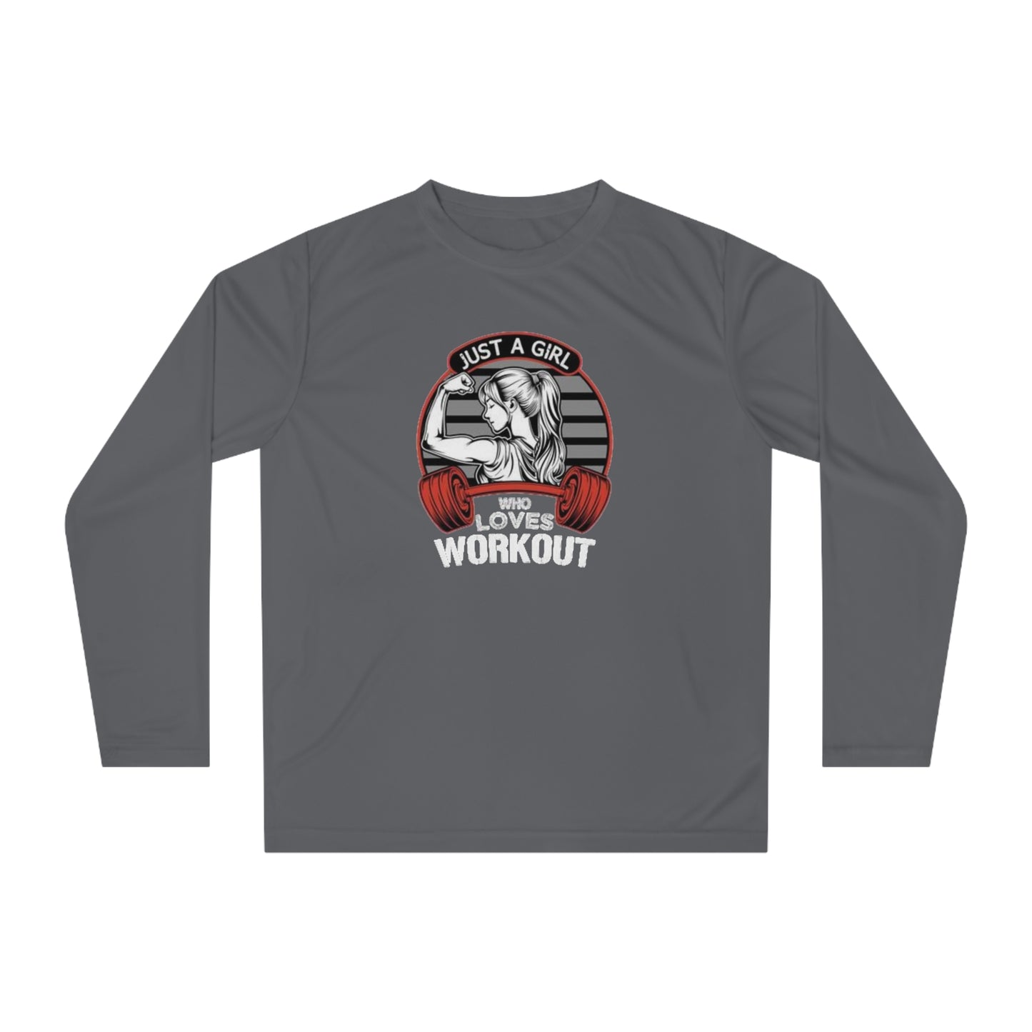Workout Long Sleeve Shirt — "Just a Girl Who Loves Workout" Fitness Top