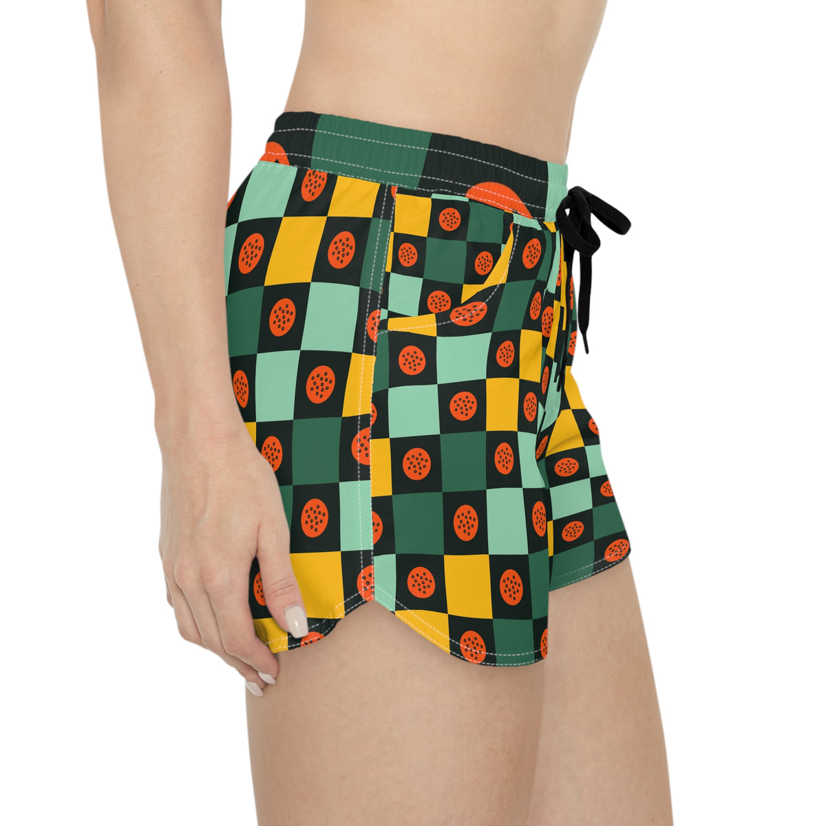Golf Jungle Juice Checker Drive Women's Athletic Shorts with Pockets