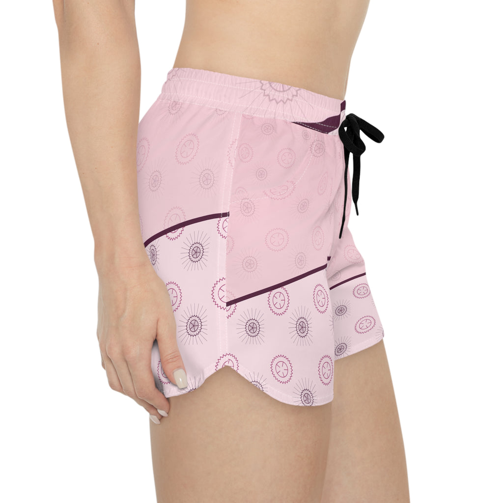 Cycling Blush Rose Chainring Women's Athletic Shorts with Pockets